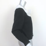 & Other Stories Embroidered Collar Cardigan Black Alpaca-Blend Size Small