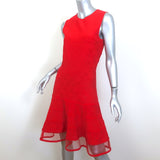 Alexander McQueen Jacquard Knit Sleeveless Tiered Mini Dress Red Size Medium
