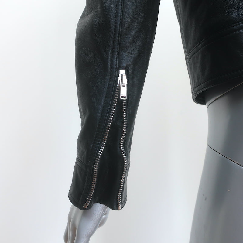 Saint Laurent Leather Biker Jacket Black Size 40