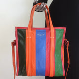 Balenciaga Bazar Small Shopper Tote Orange/Multi Striped Leather Crossbody
