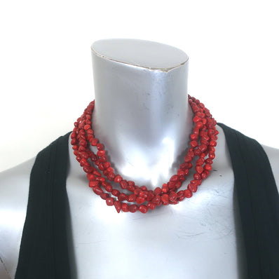 Coral Triple-Strand Necklace