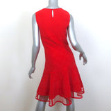 Alexander McQueen Jacquard Knit Sleeveless Tiered Mini Dress Red Size Medium