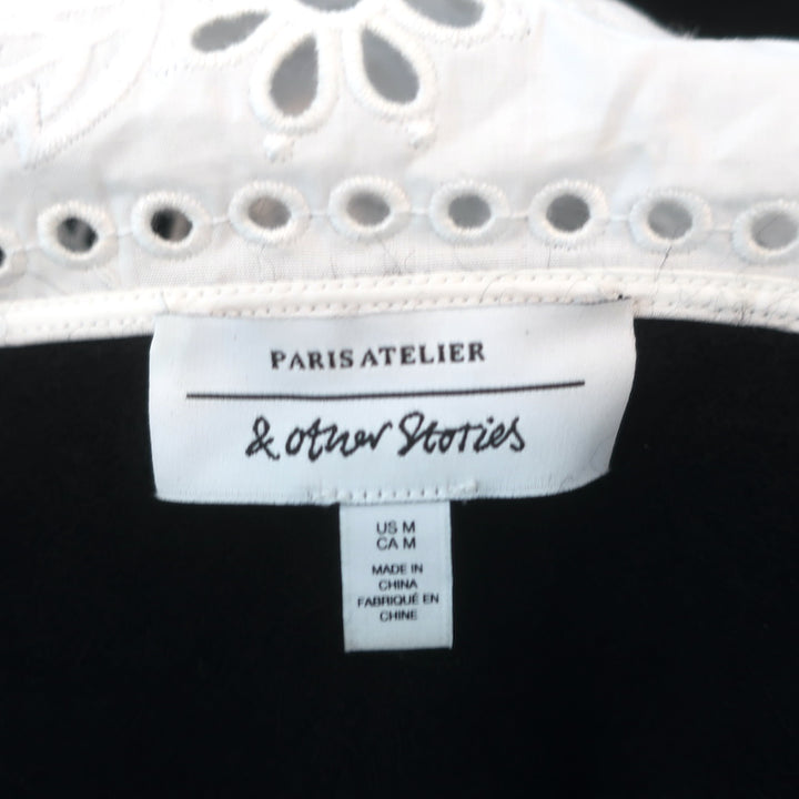 &amp; Other Stories Embroidered Collar Cardigan Black Alpaca-Blend Size Small