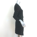 A.L.C. Lana Crystal-Studded Long Sleeve Mini Dress Black Stretch Crepe Size 6