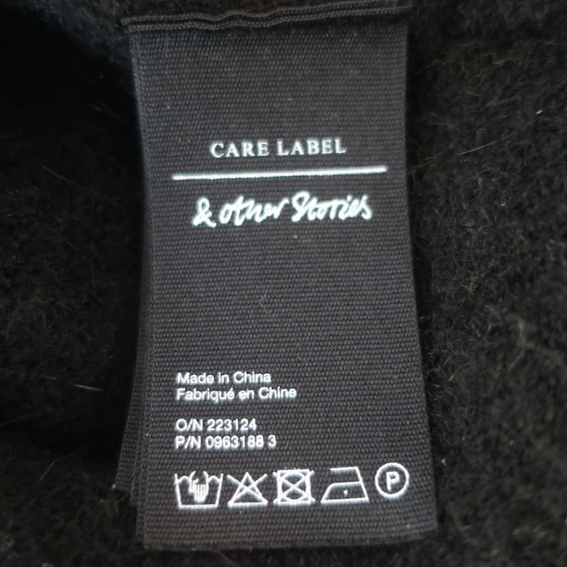 &amp; Other Stories Embroidered Collar Cardigan Black Alpaca-Blend Size Small