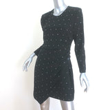 A.L.C. Lana Crystal-Studded Long Sleeve Mini Dress Black Stretch Crepe Size 6