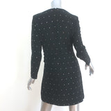 A.L.C. Lana Crystal-Studded Long Sleeve Mini Dress Black Stretch Crepe Size 6