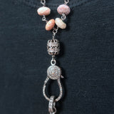 The Woods Beaded Pave Diamond Marble Pendant Necklace Cream