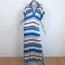 Alexis Maxi Dress Lucchini Blue/Cream Silky Knit Size Medium Cover-Up Caftan