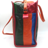 Balenciaga Bazar Small Shopper Tote Orange/Multi Striped Leather Crossbody