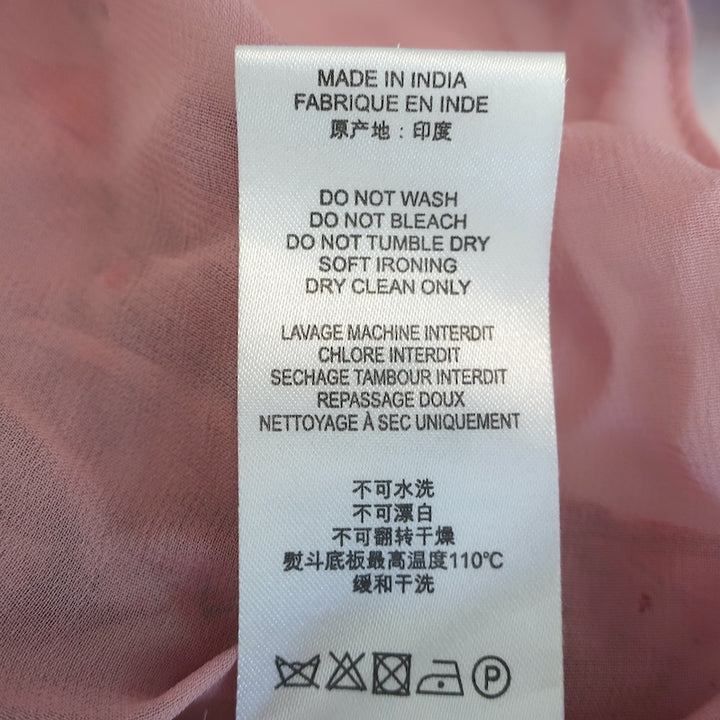 IRO Knot Mini Dress Gazania Pink Printed Silk Size 38 Short Sleeve V-Neck