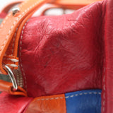 Balenciaga Bazar Small Shopper Tote Orange/Multi Striped Leather Crossbody