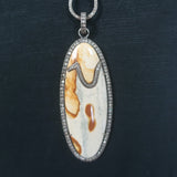 The Woods Beaded Pave Diamond Marble Pendant Necklace Cream