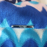 Alexis Maxi Dress Lucchini Blue/Cream Silky Knit Size Medium Cover-Up Caftan