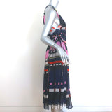 Apiece Apart Lippard Sleeveless Midi Dress Navy/Multi Striped Chiffon Size 4