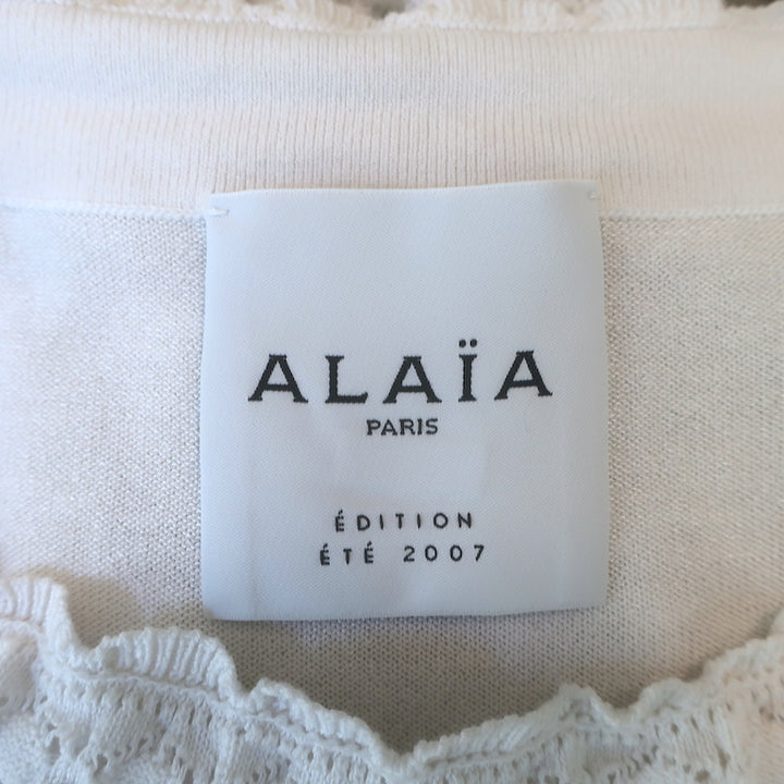 Alaia Edition 2007 Ruffled Crochet Crinoline Dress White Cotton-Blend Size 40