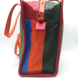 Balenciaga Bazar Small Shopper Tote Orange/Multi Striped Leather Crossbody
