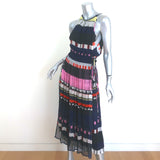 Apiece Apart Lippard Sleeveless Midi Dress Navy/Multi Striped Chiffon Size 4