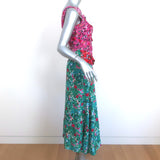 Saloni Asymmetric Midi Dress Aggie Ruffled Floral Print Silk Size US 4 NEW