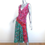 Saloni Asymmetric Midi Dress Aggie Ruffled Floral Print Silk Size US 4 NEW