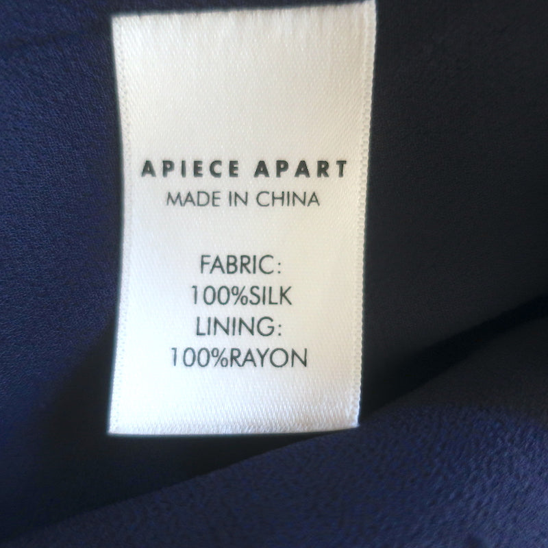 Apiece Apart Lippard Sleeveless Midi Dress Navy/Multi Striped Chiffon Size 4