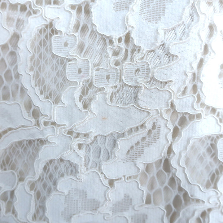 Saint Laurent Floral Lace Cap Sleeve Mini Shift Dress Cream Size 36