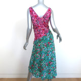 Saloni Asymmetric Midi Dress Aggie Ruffled Floral Print Silk Size US 4 NEW