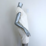 Saint Laurent Floral Lace Cap Sleeve Mini Shift Dress Cream Size 36