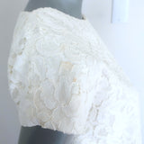 Saint Laurent Floral Lace Cap Sleeve Mini Shift Dress Cream Size 36