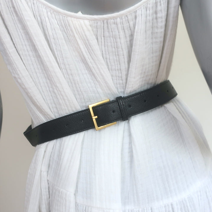Saint Laurent Cassandre Classic Monogram Belt Bag Black Grain de Poudre Leather