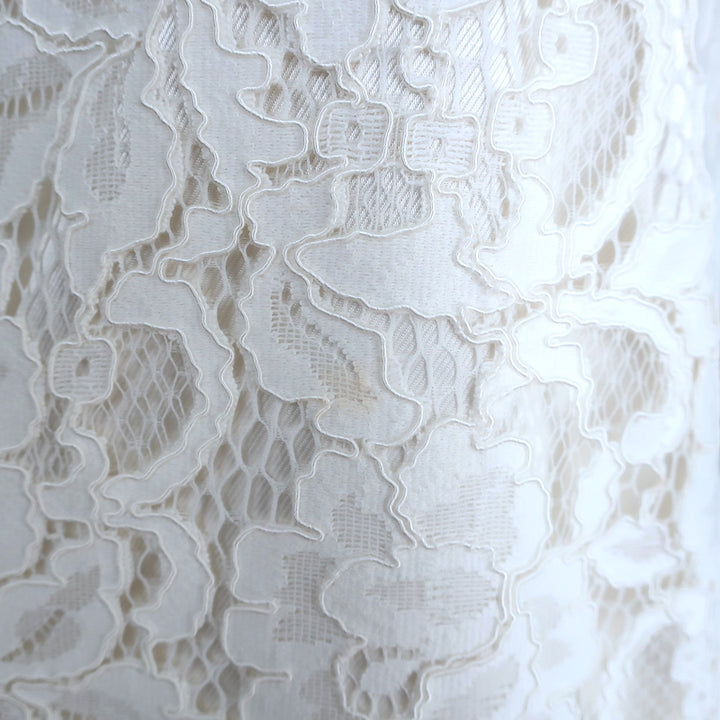 Saint Laurent Floral Lace Cap Sleeve Mini Shift Dress Cream Size 36