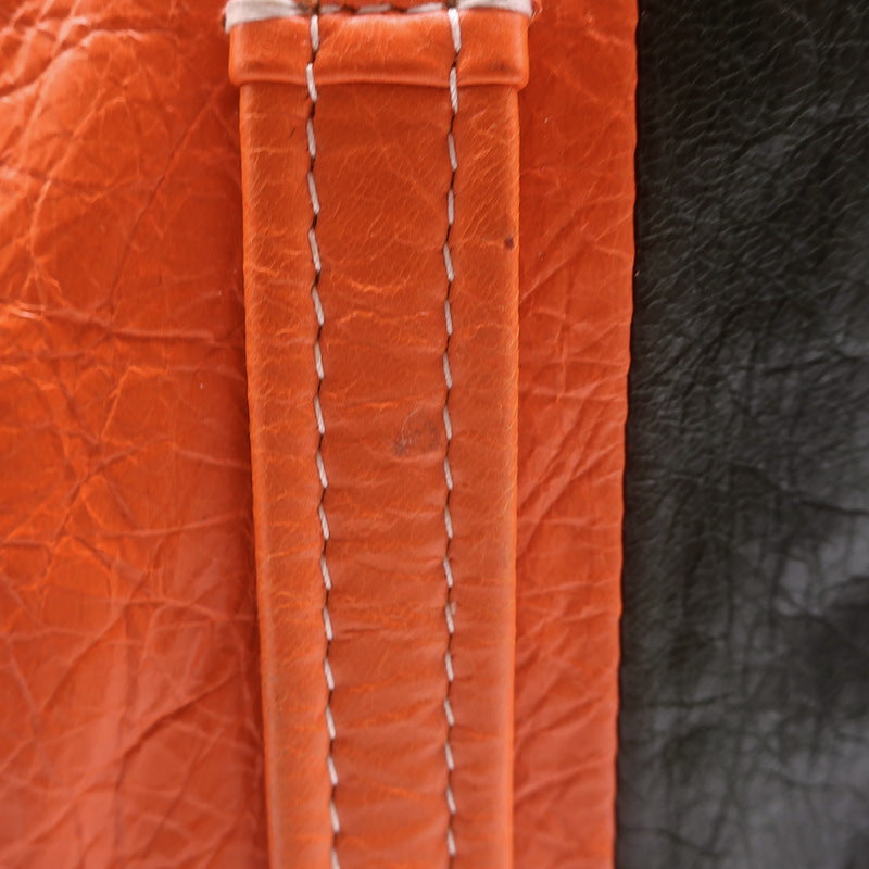 Balenciaga Bazar Small Shopper Tote Orange/Multi Striped Leather Crossbody
