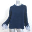 Cinq a Sept Atlas Lace-Trim Bell Sleeve Sweater Navy Wool-Blend Size Small