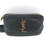 Saint Laurent Cassandre Classic Monogram Belt Bag Black Grain de Poudre Leather