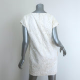 Saint Laurent Floral Lace Cap Sleeve Mini Shift Dress Cream Size 36