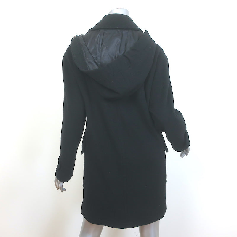 Vintage Burberry Hooded Duffle Coat Black Wool Size Small Toggle-Front Jacket