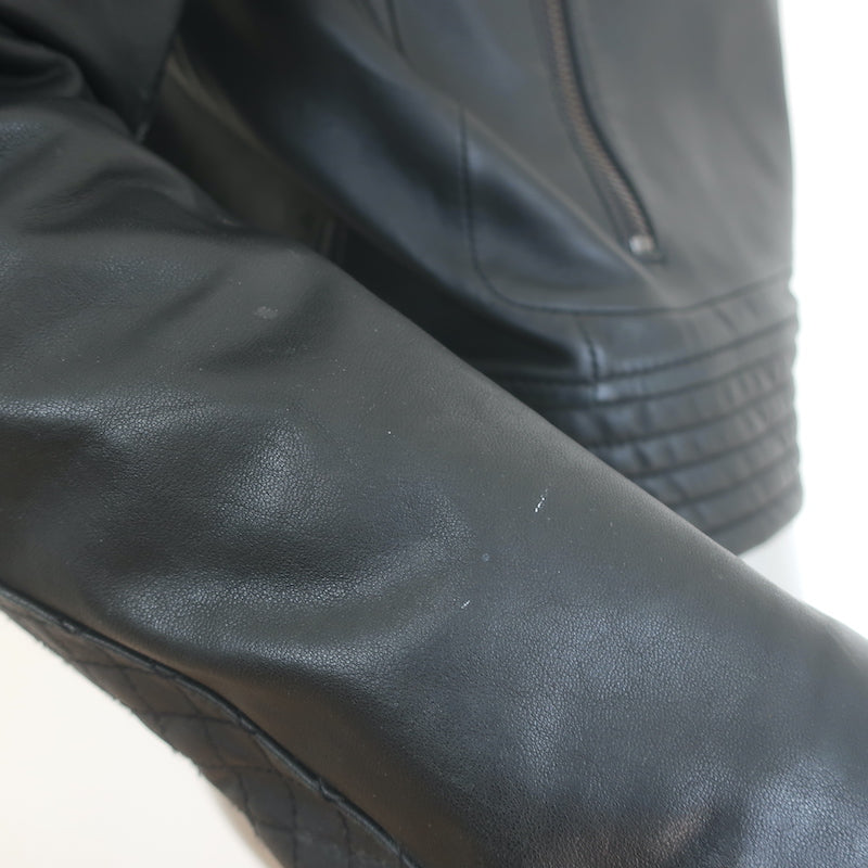 Rag &amp; Bone Leather Quilted-Sleeve Jacket Black Size 6