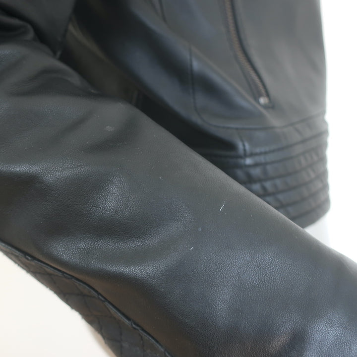 Rag &amp; Bone Leather Quilted-Sleeve Jacket Black Size 6