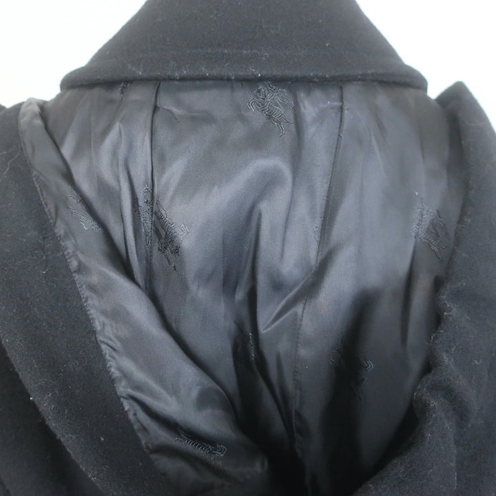 Vintage Burberry Hooded Duffle Coat Black Wool Size Small Toggle-Front Jacket