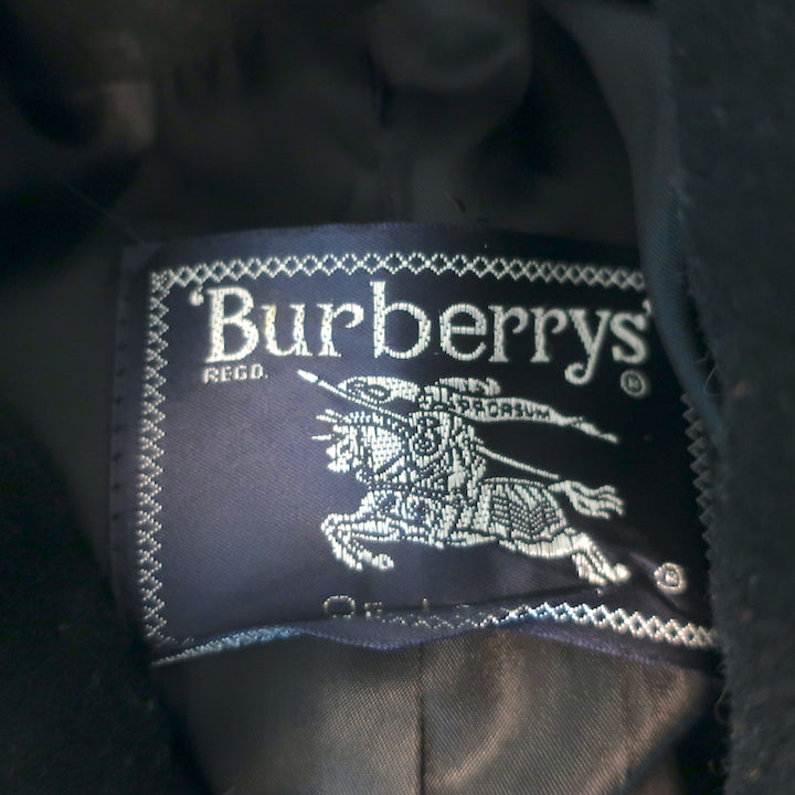 Vintage Burberry Hooded Duffle Coat Black Wool Size Small Toggle-Front Jacket