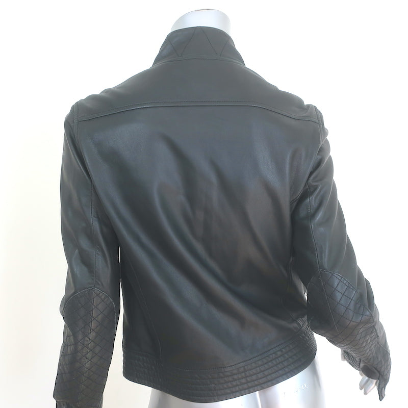 Rag &amp; Bone Leather Quilted-Sleeve Jacket Black Size 6