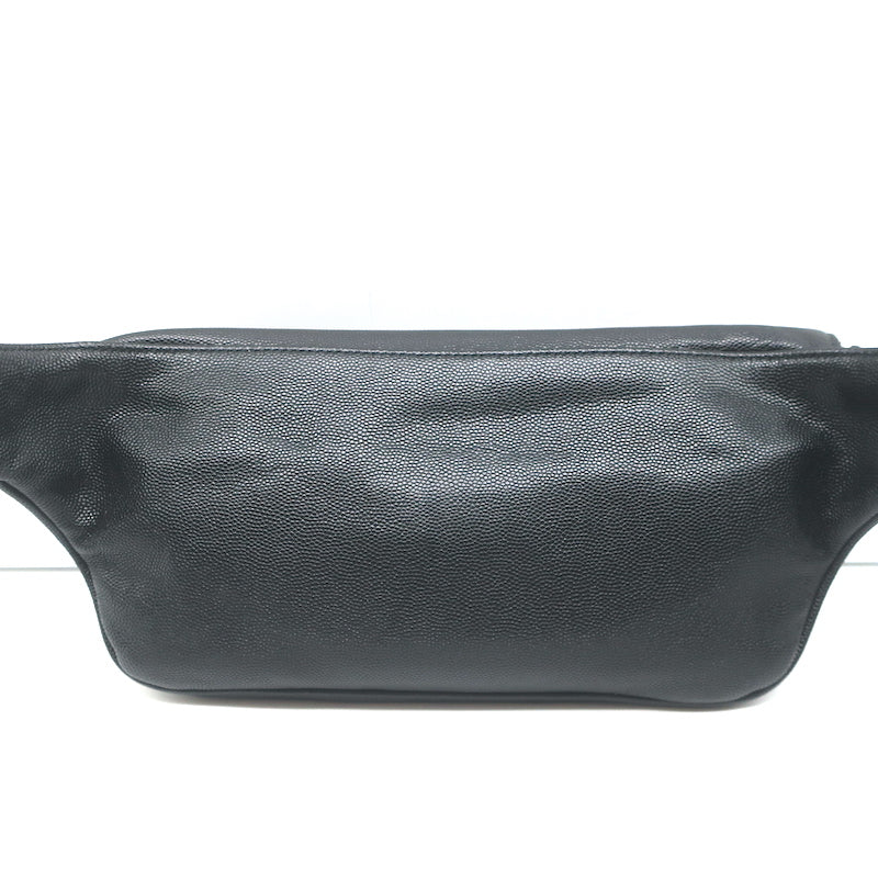 Saint Laurent Cassandre Classic Monogram Belt Bag Black Grain de Poudre Leather