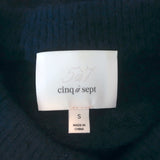 Cinq a Sept Atlas Lace-Trim Bell Sleeve Sweater Navy Wool-Blend Size Small