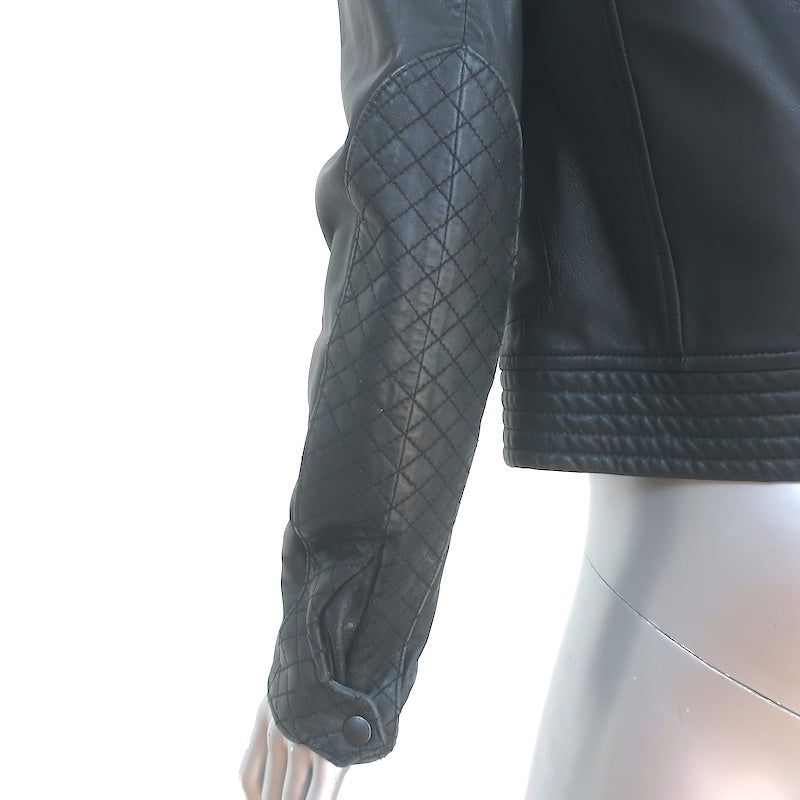 Rag &amp; Bone Leather Quilted-Sleeve Jacket Black Size 6