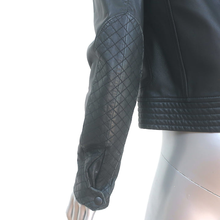 Rag &amp; Bone Leather Quilted-Sleeve Jacket Black Size 6