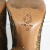 Dries Van Noten Metallic Brocade Curved-Heel Ankle Boots Gold Size 38.5