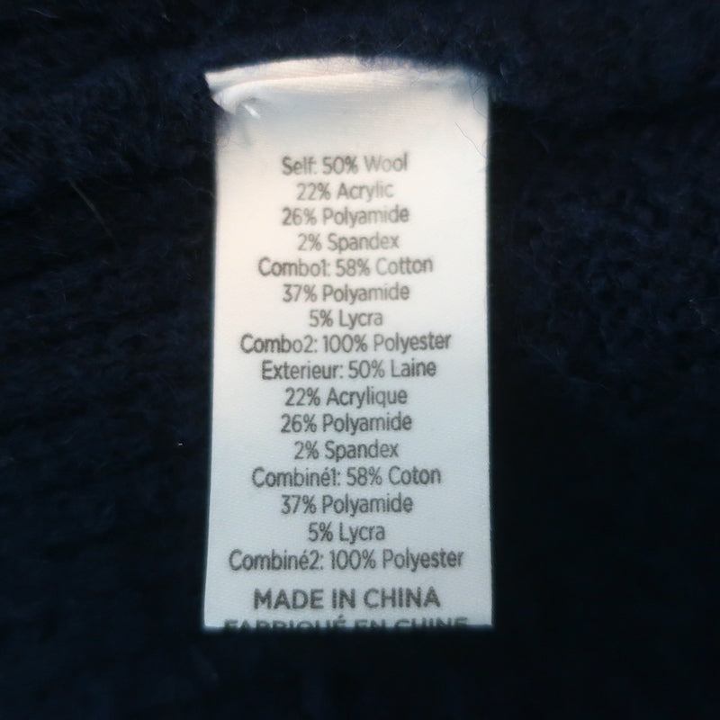 Cinq a Sept Atlas Lace-Trim Bell Sleeve Sweater Navy Wool-Blend Size Small