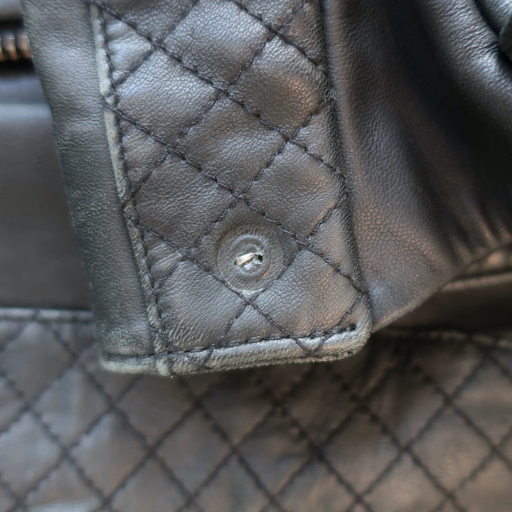 Rag &amp; Bone Leather Quilted-Sleeve Jacket Black Size 6