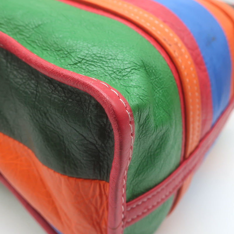 Balenciaga Bazar Small Shopper Tote Orange/Multi Striped Leather Crossbody