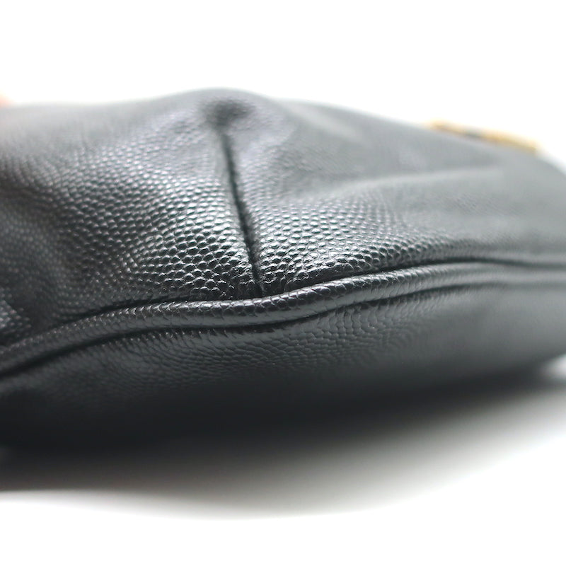 Saint Laurent Cassandre Classic Monogram Belt Bag Black Grain de Poudre Leather
